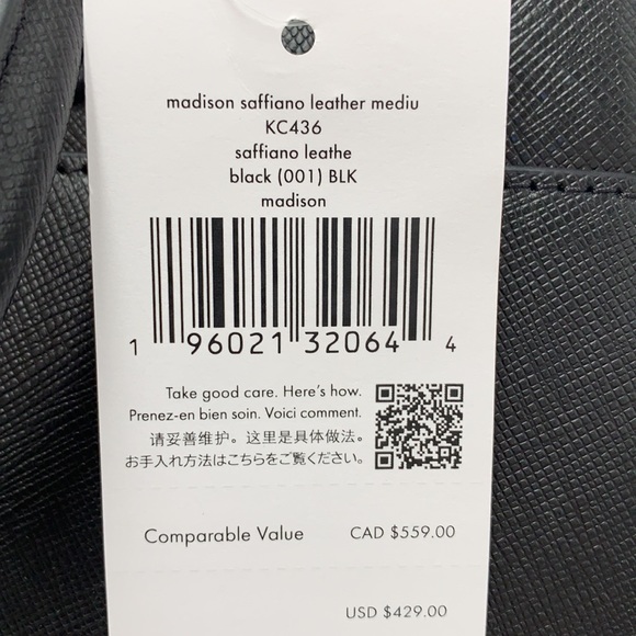 KATE SPADE Madison Saffiano Leather Medium Satchel BLACK COLOR - Picture 12 of 16